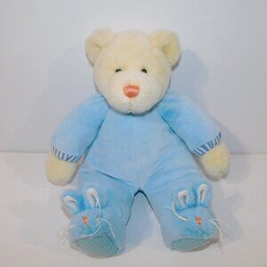 VTG 2000 Ganz Baby 14" Plush Blue White Teddy Bear Nighty Nights Bunny Slippers